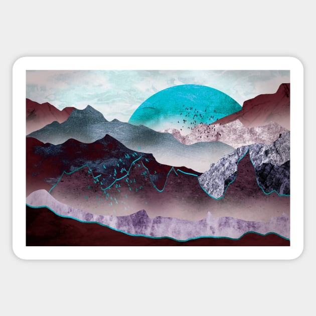 Blue moon over copper mountains Sticker by cesartorresart